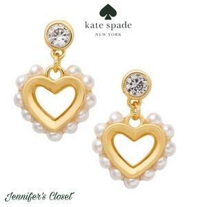 KATE SPADE Pearl Heart Drop Earrings NWT